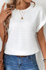 White Textured Batwing Sleeve Plain Blouse