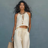 Women's Sleeveless Tank Top & Wide-Leg Pants Set – Linen Blend Summer Two-Piece by FitiqueFit