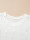 Openwork Round Neck Short Sleeve Sweater