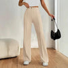 Women's High-Waisted Straight Flare Pants with Stitching Detail by FitiqueFit