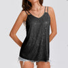 Sequin V-Neck Camisole – Rhinestone Strap Sparkly Top by FitiqueFit