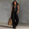 Women’s Simple Linen-Blend Sleeveless Jumpsuit by FitiqueFit