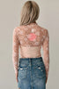 Apricot Pink Mock Neck Floral Lace Mesh Long Sleeve Top by Wild and Free Boutique