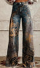 Women's Printed Flare Pants – Mid-Waist Full Length Plus Size by FitiqueFit