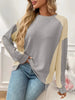 Color Block Waffle Knit Long Sleeve T-Shirt by Simply Love
