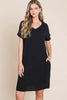 V-Neck Short Sleeve Dress with Pockets For Women – Casual, Versatile and Stylish Dress with Convenient Pockets for Everyday Wear by Stevvex