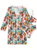 New Tropical Bloom 3-Piece Swimsuit Set – High Waist Floral Fluttering Bikini with Crew Neck Top Spaghetti Straps and Matching Long Sleeve Cover-Up – Stylish Stretchy Women’s Swimwear for Beach & Summer Escapes by Stevvex