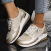 Metallic Lace-Up Side Zipper Thick-Sole Sneakers – 3 Colors EU 37–44 by FitiqueFit
