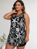 Women's High-Neck Tankini Set with Bikini Bottoms – Plus Size by FitiqueFit