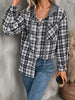 Plaid Buttoned Long Sleeve Hooded Jacket for Women – Cozy & Stylish Cotton-Blend Outerwear by Stevvex