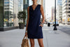 Women's Off-Shoulder Sleeveless Dress – Casual Pullover Midi Dress by FitiqueFit