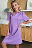 Double Take Full Size Texture Collared Neck Short Sleeve Dress Textured Dress For Women by Stevvex