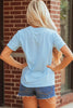 Light Blue Gopher Ball Sequin Patched Casual T Shirt by Wild and Free Boutique