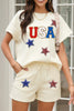 Apricot USA Star Patched Graphic Textured Short Set by Wild and Free Boutique