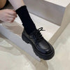 Women’s British Style Chunky Sole Leather Shoes – Trendy Loafers with Elevated Heel by FitiqueFit