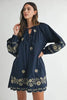 Embroidered Long Sleeve Peasant Mini Dress For Women – Embroidered Mini Dress, Long Sleeve Peasant Dress, Bohemian Dress, Casual Peasant Dress, Timeless Elegance Dress by Stevvex