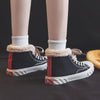 Women’s Warm Black Winter Thick Flat High-Top Velvet Canvas Shoes by FitiqueFit