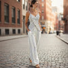 Women's Striped V-Neck Sleeveless Two-Piece Set by FitiqueFit