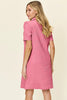 Double Take Full Size Texture Collared Neck Short Sleeve Dress Textured Dress For Women by Stevvex