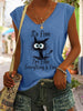 Women's V-Neck Printed Short Sleeve Loose Top – 14 Colors S–4XL by FitiqueFit