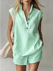 Women's Casual Sleeveless Cardigan Top & Shorts Set by FitiqueFit