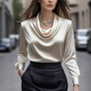 Women’s Elegant Boat Neck Long Sleeve Minimalist Top by FitiqueFit