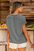 Rose Red Textured Knit Exposed Stitching T-shirt