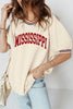 Beige MISSISSIPPI/ MS Reversible Printed Preppy Short Sleeve Top by Wild and Free Boutique