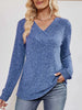 Ribbed Knit V-Neck Long Sleeve T-Shirt by Simply Love