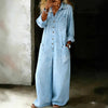 Women's Vintage Washed Wide-Leg Jumpsuit with Pockets by FitiqueFit