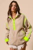 BiBi Contrast Edge Half Zip Up Sherpa Jacket by FitiqueFit