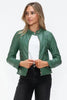 Women Classic Snobbish Faux Leather Zip-Up Drawstring Hooded Jacket Edgy & Casual PU Leather Jacket For Streetwear by Stevvex