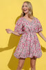 Full Size Floral Surplice Puff Sleeve Dress – Feminine Floral Dress, Surplice Neckline Dress, Puff Sleeve Dress, Elegant Floral Dress, Romantic Party Dress, Charming Floral Dress, Versatile Dress for Every Occasion by Stevvex