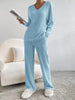 Ribbed Knit V-Neck Top and Pants Set by Wild and Free Boutique