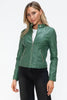 Women Classic Snobbish Faux Leather Zip-Up Drawstring Hooded Jacket Edgy & Casual PU Leather Jacket For Streetwear by Stevvex