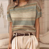 Women's Retro Short-Sleeve Jacquard Knit Top by FitiqueFit
