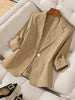 Women's Three-Quarter Sleeve Single-Button Casual Blazer by FitiqueFit