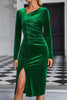 Ruched Slit Asymmetrical Neck Wrap Dress