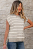 Parchment Side Slits Crewneck Short Sleeve Sweater Tee by Wild and Free Boutique