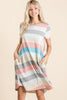 Striped Short Sleeve Dress with Pockets For Women – Casual Striped Dress, Comfortable Short Sleeve Dress, Pocketed Striped Dress, Versatile Striped Dress, Relaxed Fit Dress, Effortless Striped Dress, Chic Short Sleeve Dress by Stevvex
