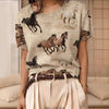 Women's Retro Short-Sleeve Jacquard Knit Top by FitiqueFit