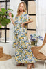 Layered Floral Off-Shoulder Short Sleeve Maxi Summer Dress For Women – Elegant and Feminine Floral Off-Shoulder Maxi Dress with Ruffled Layers for a Romantic Look by Stevvex