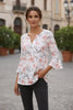 Women’s Printed Spike Button Three-Quarter Sleeve Casual Top by FitiqueFit