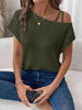 Asymmetrical Neck Short Sleeve T-Shirt by Simply Love