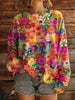 Women’s Printed Crew-Neck Sweatshirt – Long Sleeve Casual Top by FitiqueFit