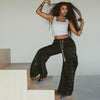 High Waist Breathable Breasted Loose Cargo Pants
