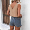 Women's Solid V-Neck Sleeveless Camisole Top by FitiqueFit