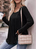 Pleated Square Neck Long Sleeve T-Shirt by Simply Love