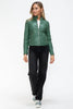 Women Classic Snobbish Faux Leather Zip-Up Drawstring Hooded Jacket Edgy & Casual PU Leather Jacket For Streetwear by Stevvex