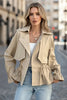 Women's Drawstring Waist Figure-Flattering Casual Coat – Khaki by FitiqueFit